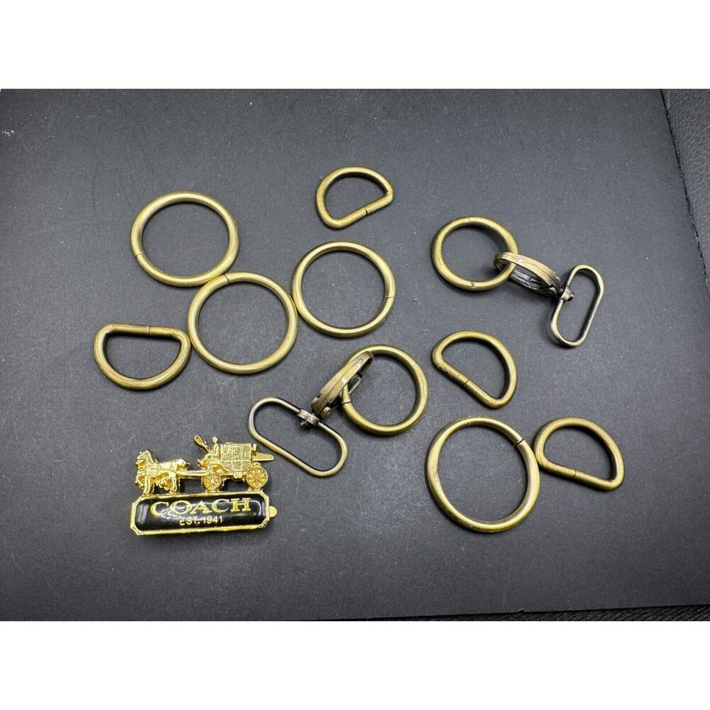 Coach Replacement Metal Brass Swivel Snap Hooks D Rings Lobster Claw Lot of 13